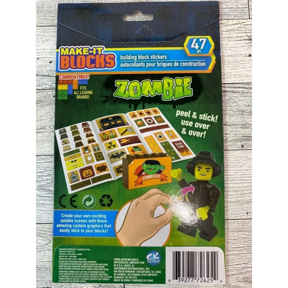 Make-It Blocks Building Block Stickers Creative Kids 2019 3pk Army Police Zombie